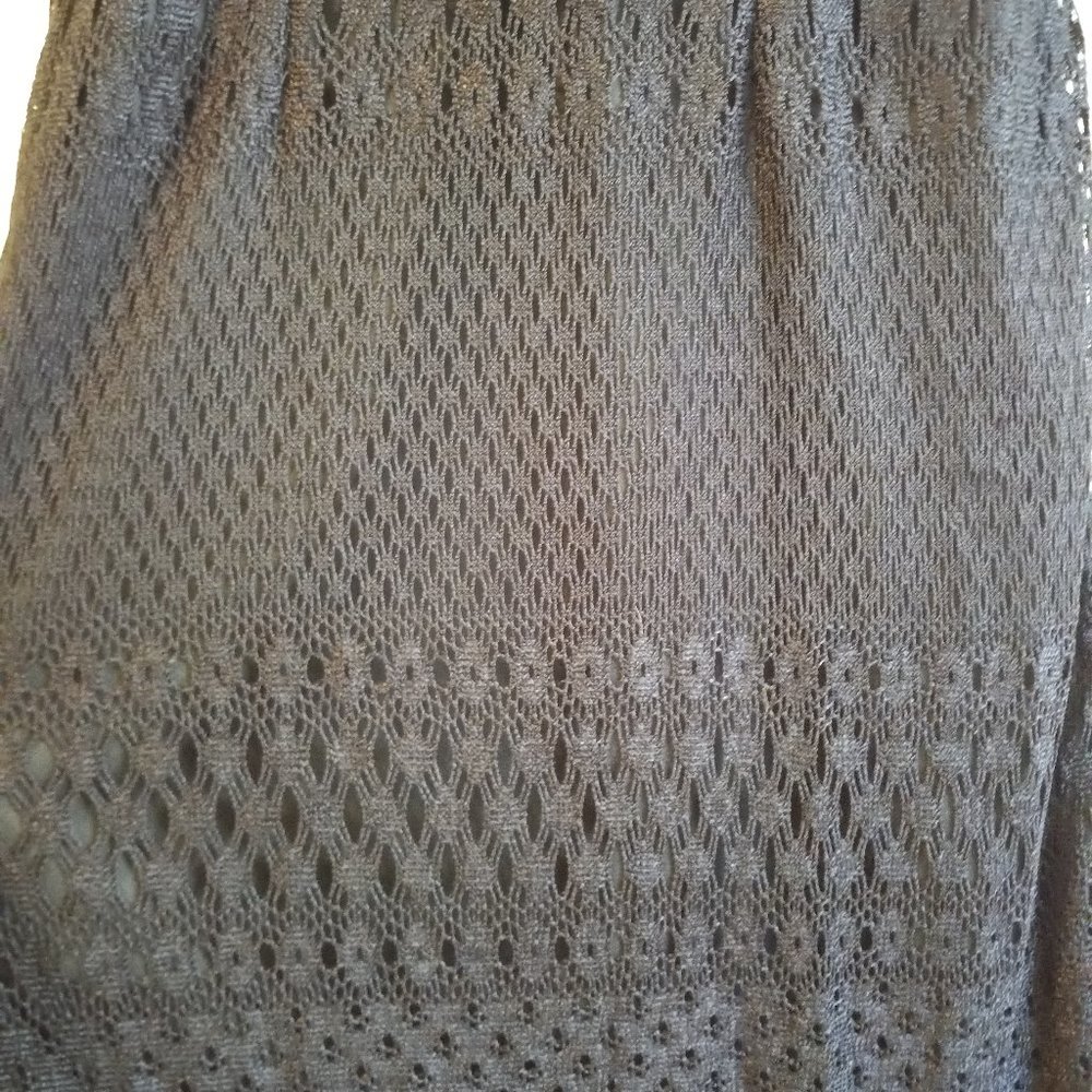 Vintage 90s Black Crochet Pointelle Maxi Slip Dress - Picture 3 of 15